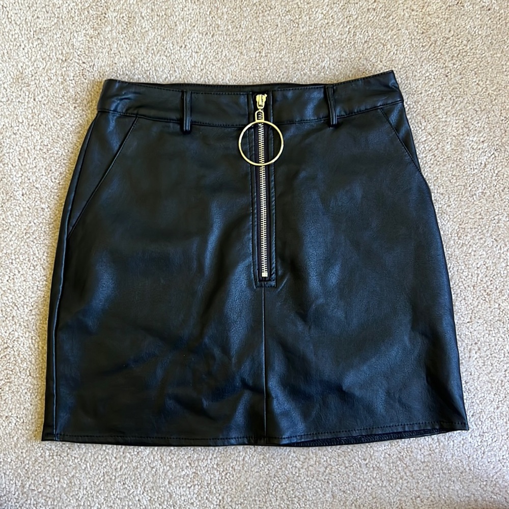 Black Faux Leather Mini Skirt